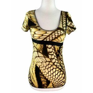 Just Cavalli brown moth print top